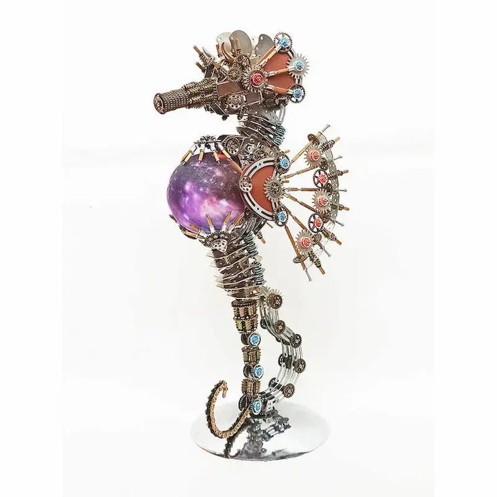 2100 PCS Steampunk Seahorse Puzzle 3D DIY Model Kit with Planet Lights Diybooknookkit