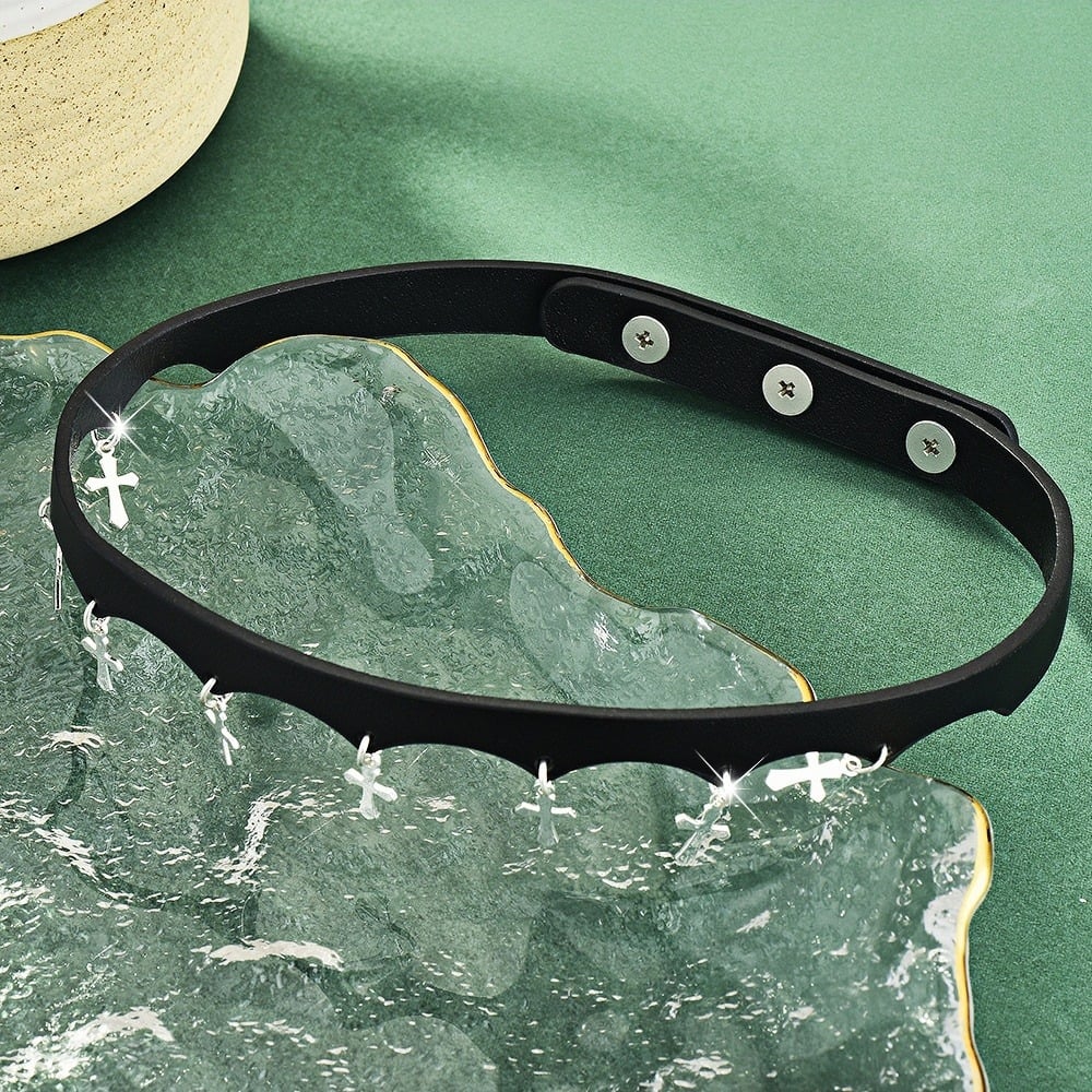 2 PCS Handmade leather choker for stylish, trendy, and unique fashion-forward individuals. - Image 4