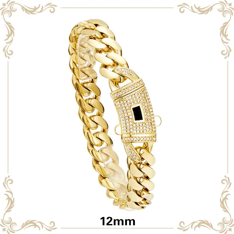 14k Gold Plated Miami Cuban Link Chain Bracelet - Image 4