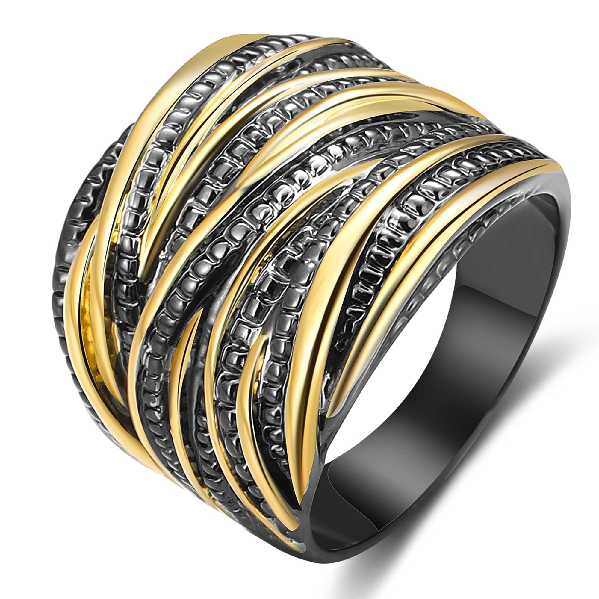 Intertwined Metallic Band Ring for Women | Textured Statement Weave Jewelry - Image 6