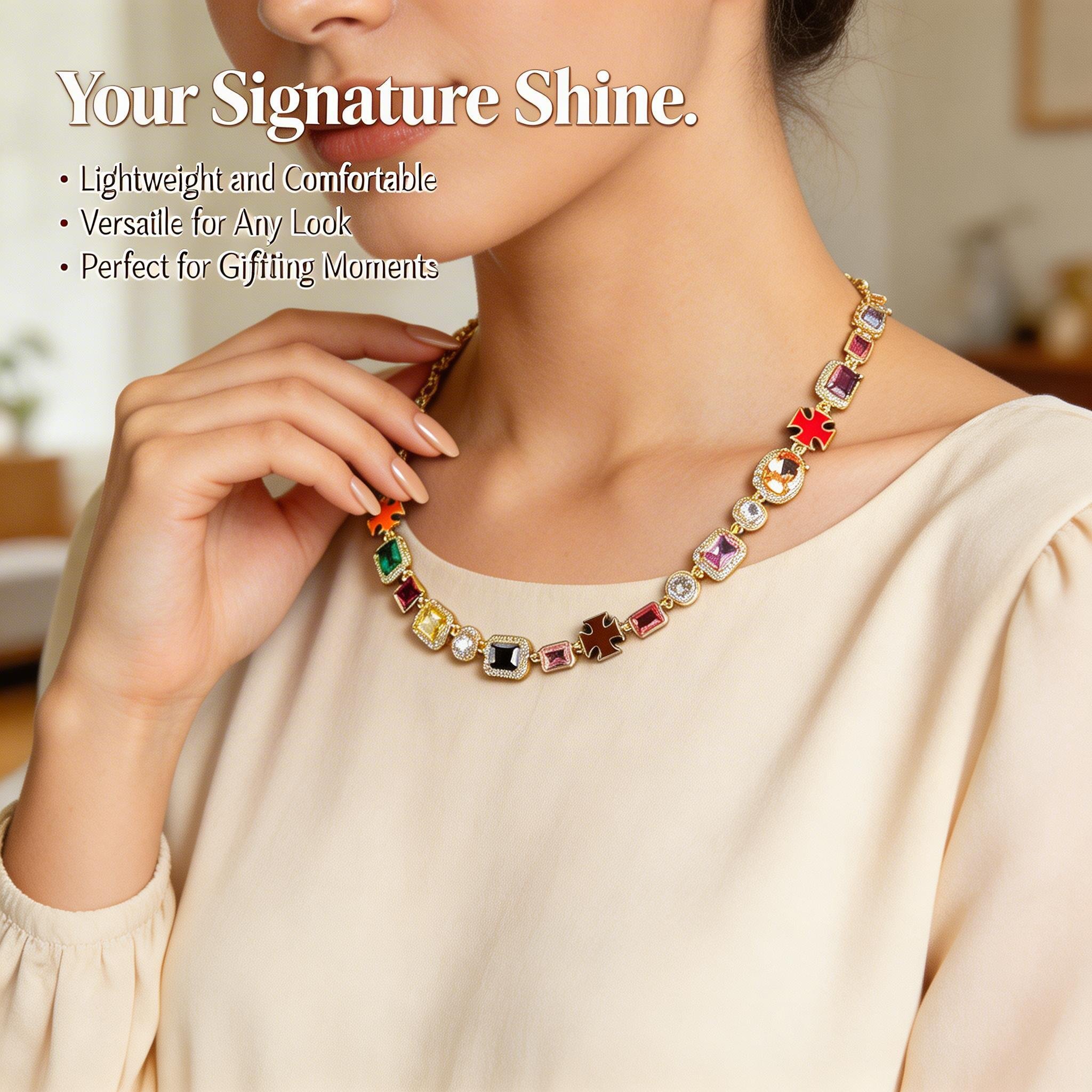 Colorful Faux Crystal Zirconia Necklace - Image 2