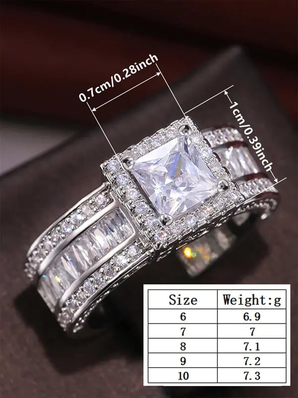 925 Sterling Silver Multi-Row Ring , Cubic Zirconia Eternity Band - Image 4