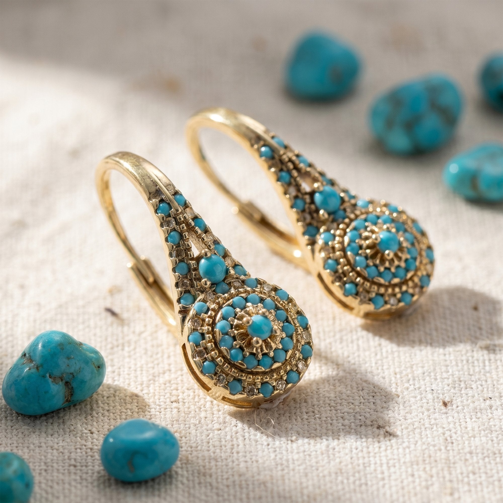 Women's Elegant Synthetic Turquoise Teardrop Dangle Earrings