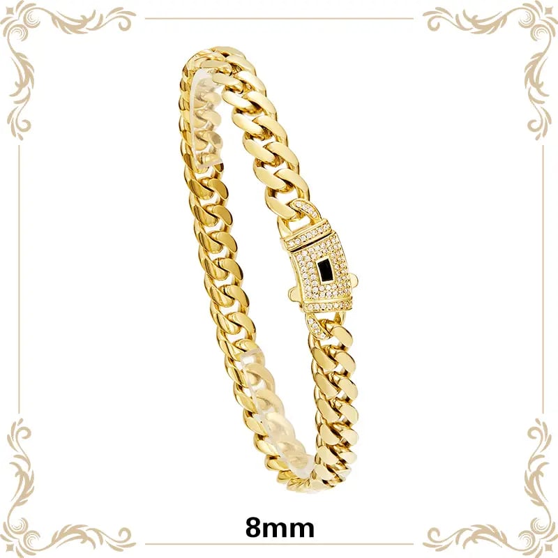14k Gold Plated Miami Cuban Link Chain Bracelet - Image 2