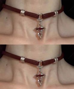 Alternative view of Retro punk style cross pendant necklace, versatile and fashionable