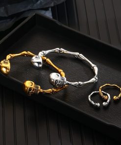 Alternative view of Gothic &Vintage Skeleton Biker Adjustable Bangle✨(Buy one get one free)✨