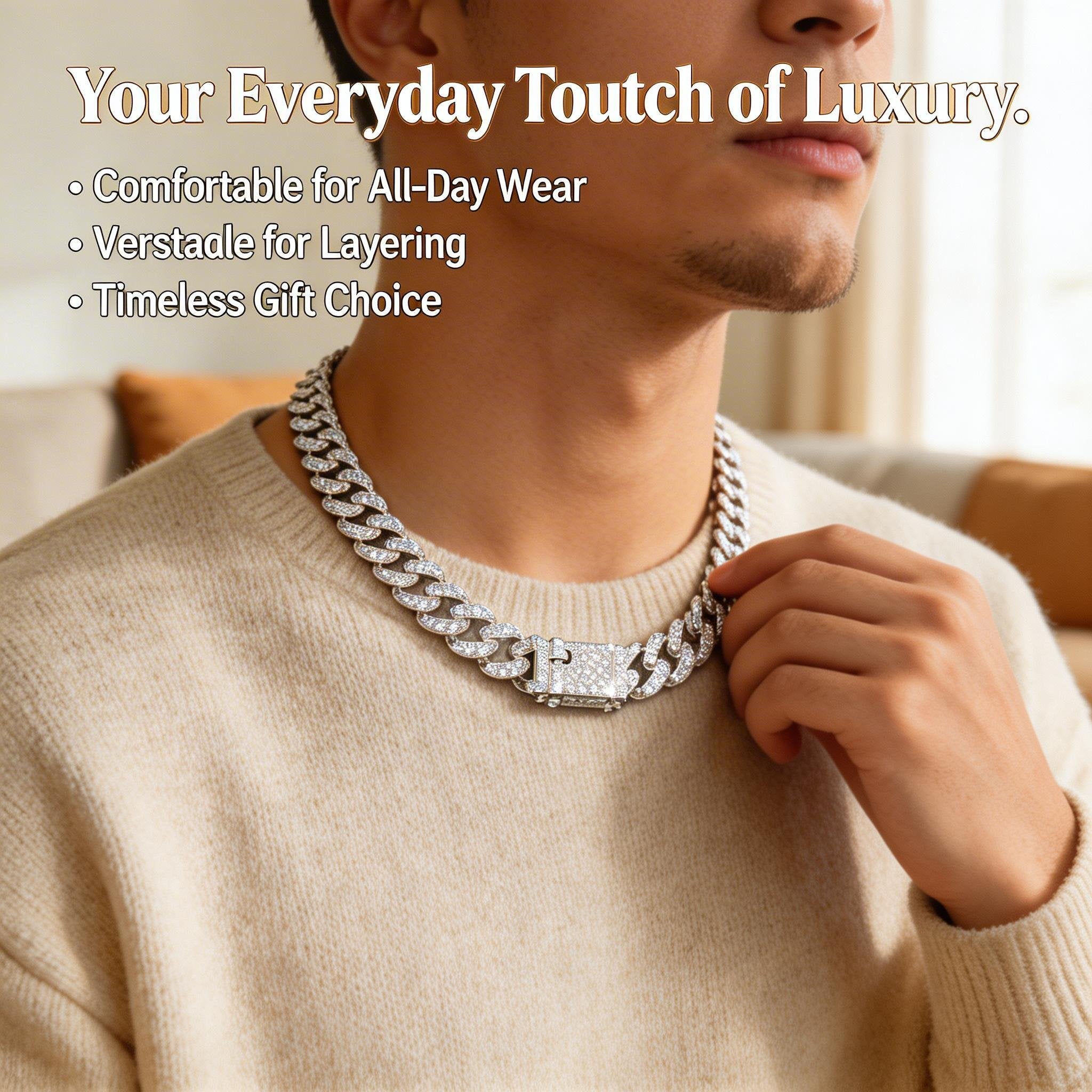 Classic Silver Cuban Link Chain Men Necklace - Image 4