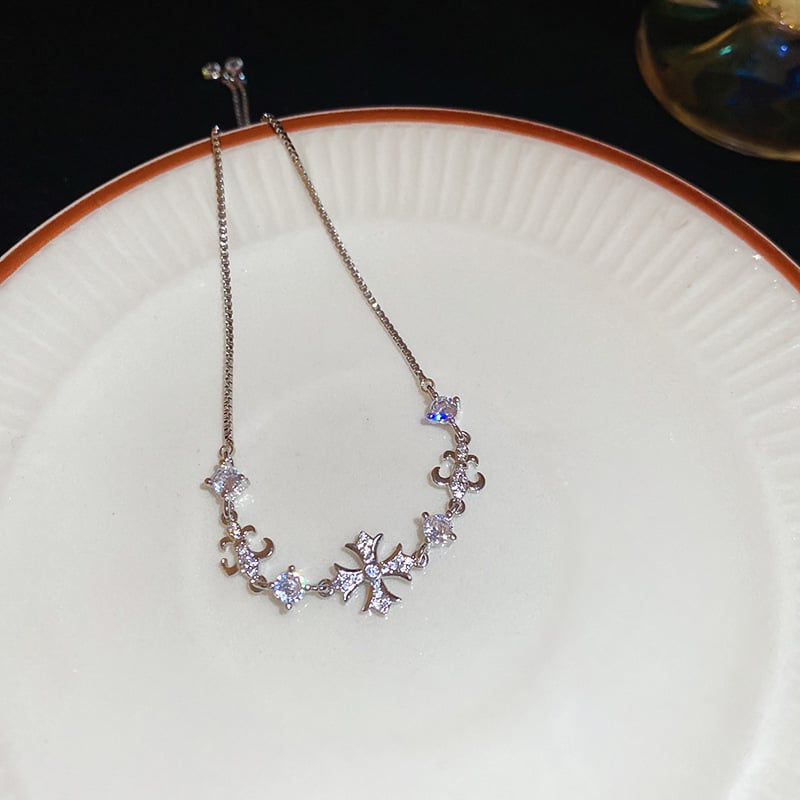 Dainty Double Layered Snowflake Cross Bracelet | Sparkle Adjustable Jewelry - Image 7