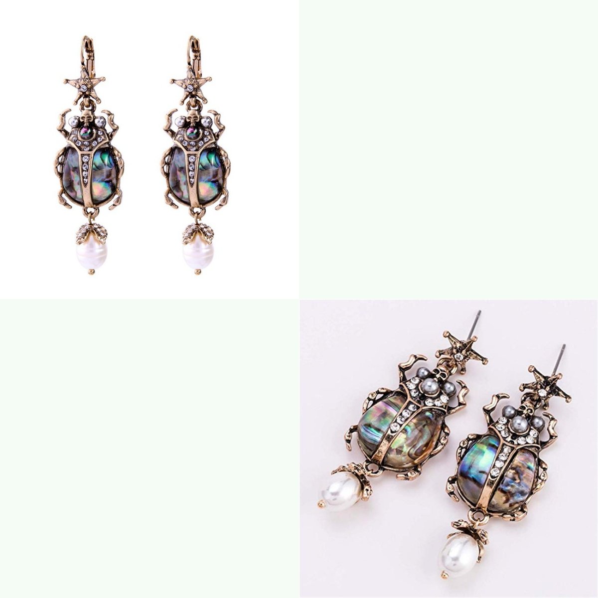 Vintage Beetle Iridescent Shell Pearl Earrings/Studs ✨ - Image 4