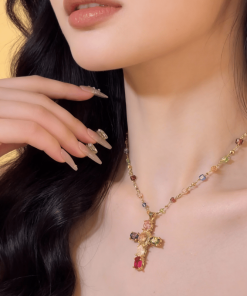 Express Your Faith with Color: Colorful Cross Pendant Necklace