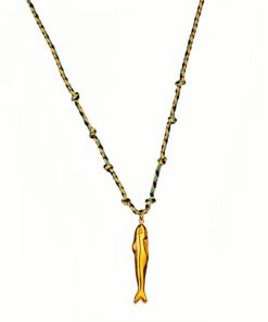 Retro colorful braided rope vacation-style ocean series seashell and fish stainless steel pendant necklace