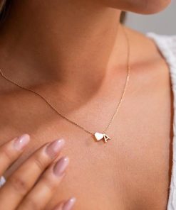 Dainty Initial Heart Necklace (A-Z) | Golden Personalized Tag Pendant for Women