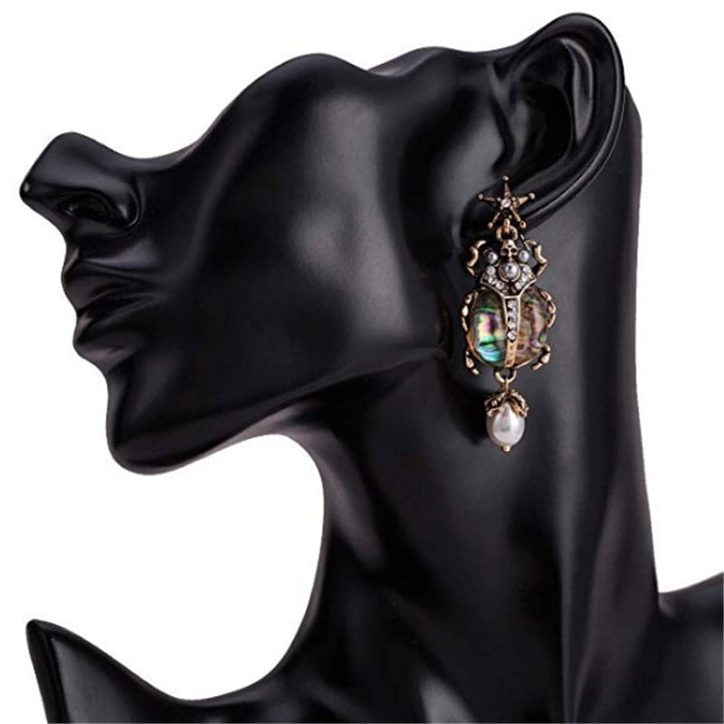 Vintage Beetle Iridescent Shell Pearl Earrings/Studs ✨ - Image 5