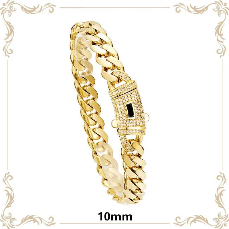 14k Gold Plated Miami Cuban Link Chain Bracelet - Image 3