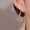 14K Gold Plated Twisted Hoop Earrings | Chunky Round Design Statement Jewelry for Women