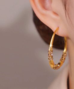 14K Gold Plated Twisted Hoop Earrings | Chunky Round Design Statement Jewelry for Women