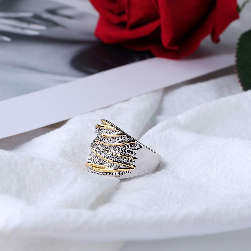 Intertwined Metallic Band Ring for Women | Textured Statement Weave Jewelry - Image 4