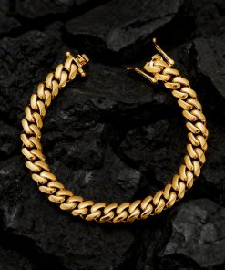 Alternative view of 14K Gold Plated Heavy Mens Soild Cuban Link Chain Necklace/Bracelet Set