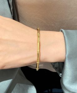 18K Gold-Plated Bamboo &Waterproof Stainless Steel Bracelet