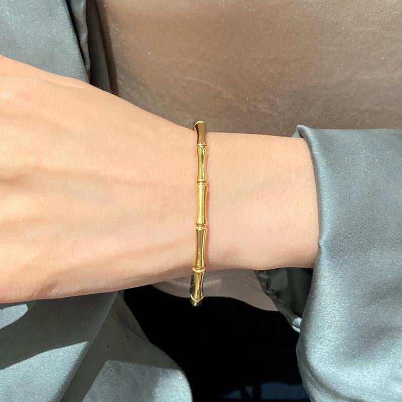 18K Gold-Plated Bamboo &Waterproof Stainless Steel Bracelet