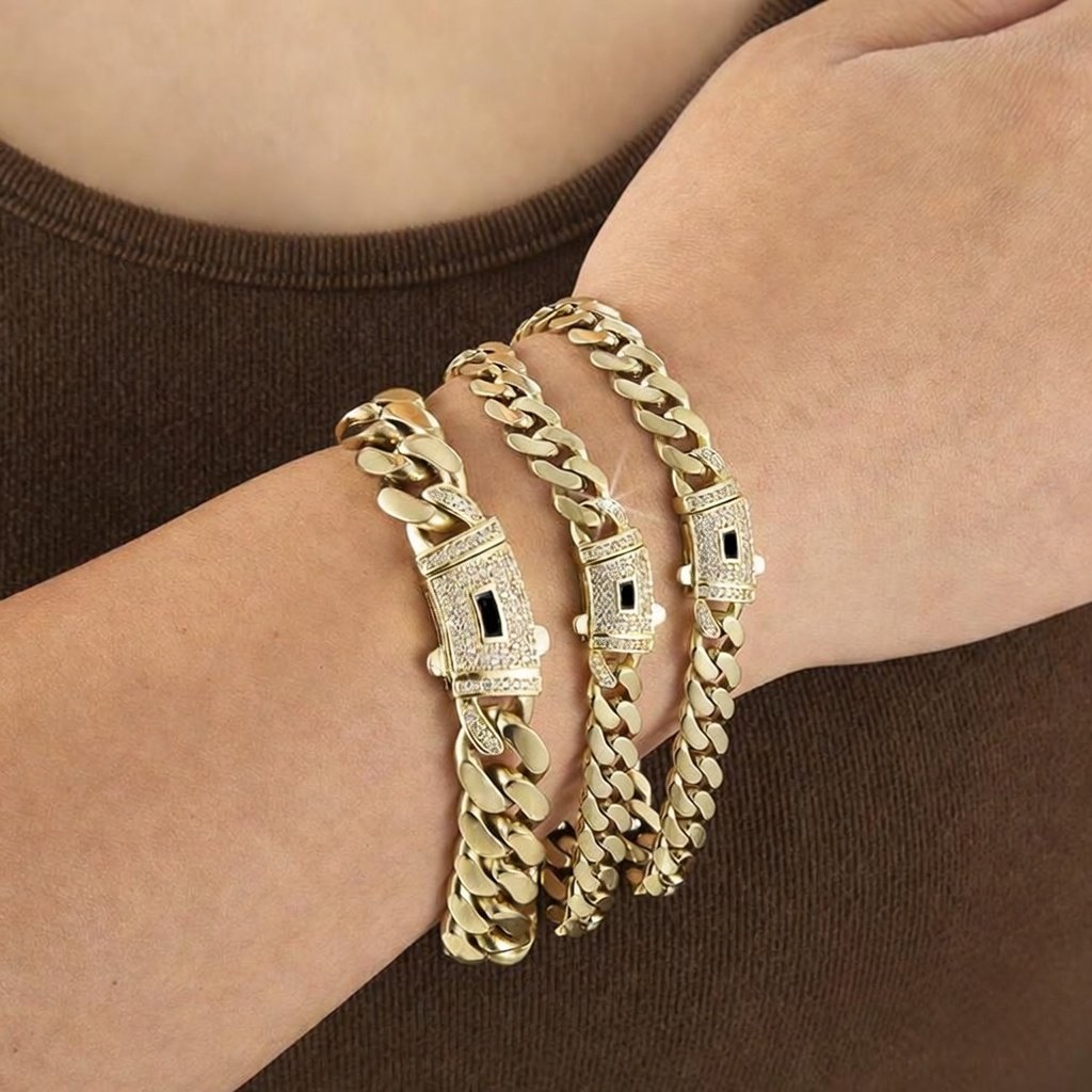 14k Gold Plated Miami Cuban Link Chain Bracelet - Image 6