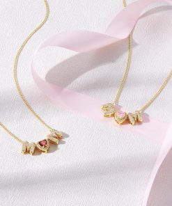 Mama Heart Necklace with Initial & December Birthstone Accent