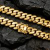 14K Gold Plated Heavy Mens Soild Cuban Link Chain Necklace/Bracelet Set