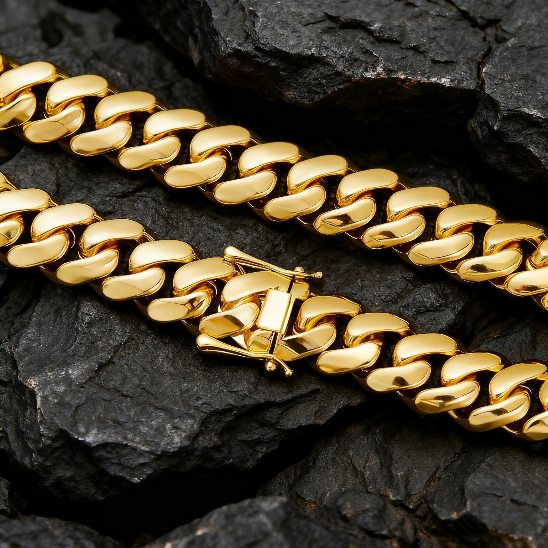 14K Gold Plated Heavy Mens Soild Cuban Link Chain Necklace/Bracelet Set