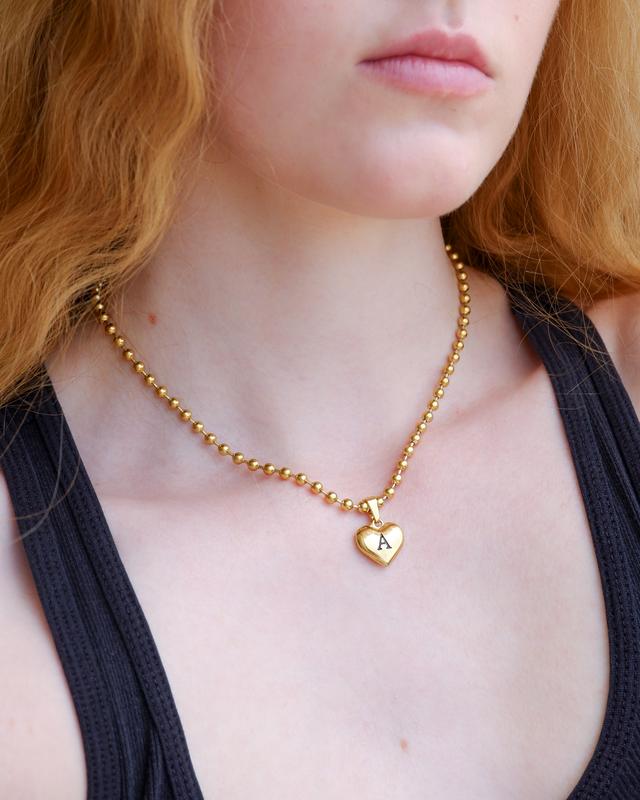 Dainty Personalized Heart Initial Necklace | Silver or Gold Stainless Steel Pendant - Image 3