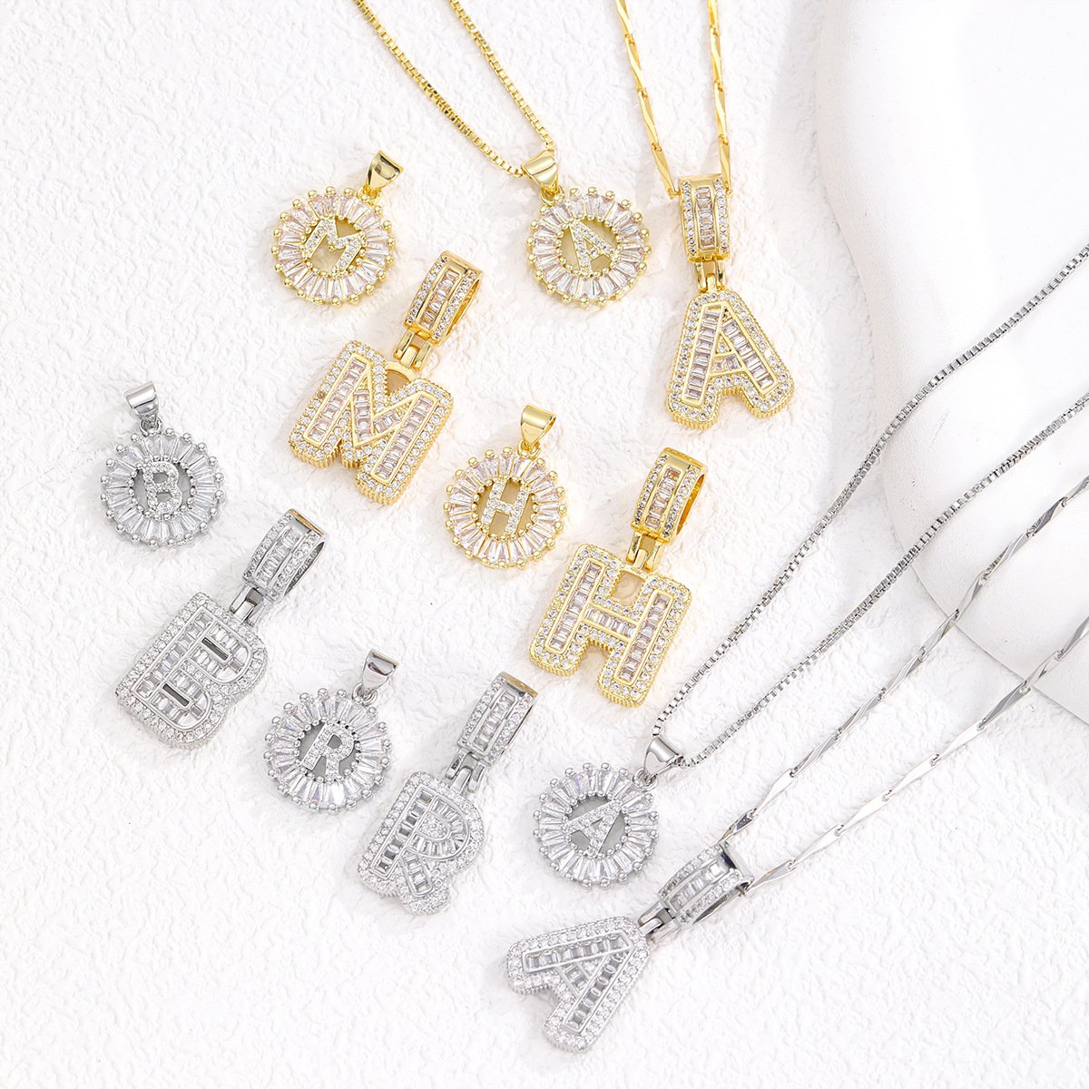 2-Pack Initial Letter Necklaces for Women – 14K Gold Plated Cubic Zirconia Alphabet Pendant Set - Image 2