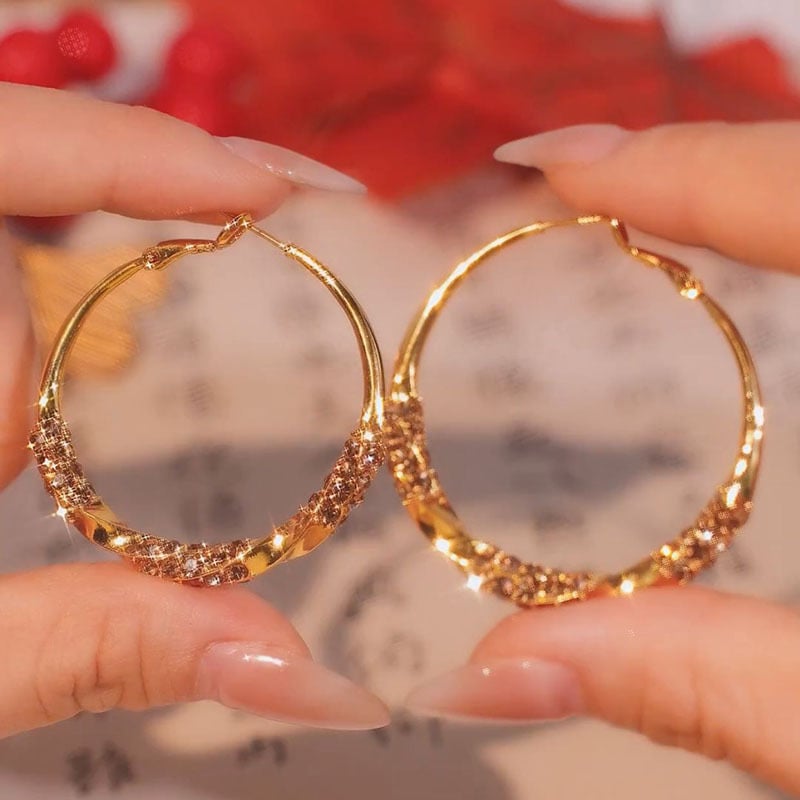 14K Gold Plated Twisted Hoop Earrings | Chunky Round Design Statement Jewelry for Women - Image 3