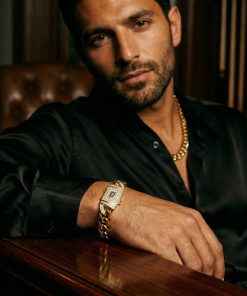 Alternative view of Elevate Your Style: Gold-Plated Stainless Steel Cuban Link Necklace & Bracelet Set