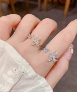 Super Shiny Full Diamond Butterfly Open Ring for Women | Fashionable & Light Luxury Index Finger Ring