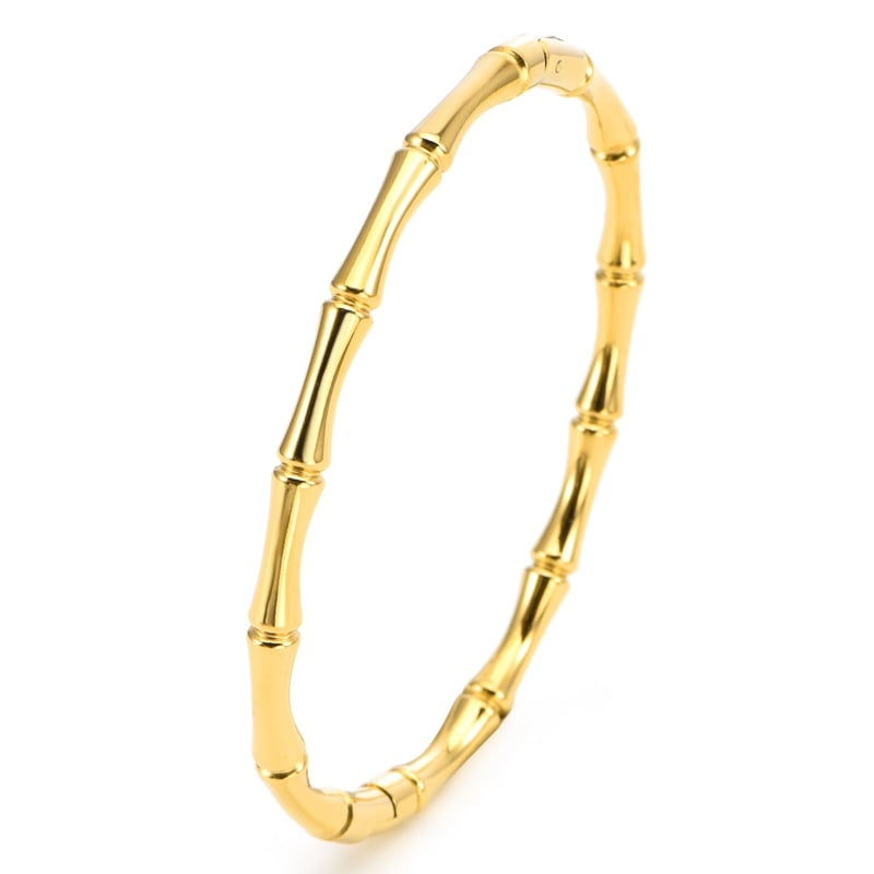 18K Gold-Plated Bamboo &Waterproof Stainless Steel Bracelet - Image 5