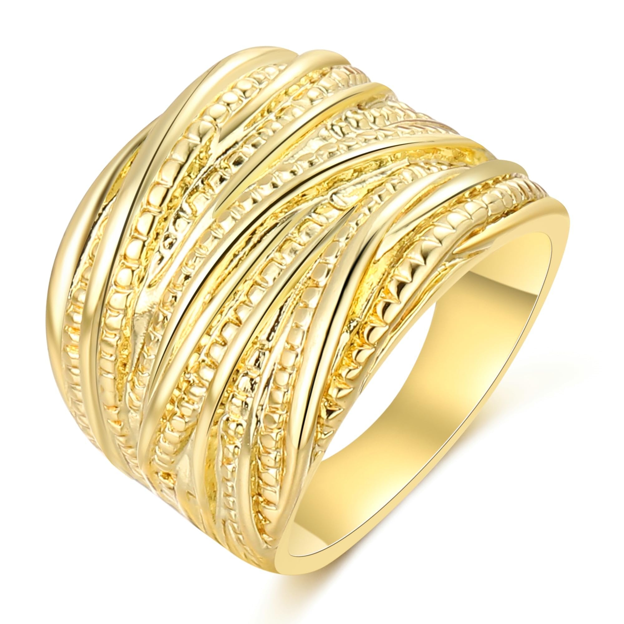 Intertwined Metallic Band Ring for Women | Textured Statement Weave Jewelry - Image 7