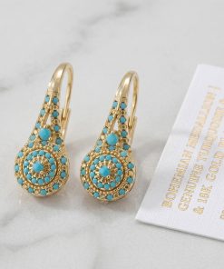 Alternative view of Women's Elegant Synthetic Turquoise Teardrop Dangle Earrings