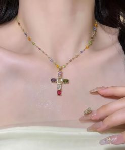 Alternative view of Express Your Faith with Color: Colorful Cross Pendant Necklace