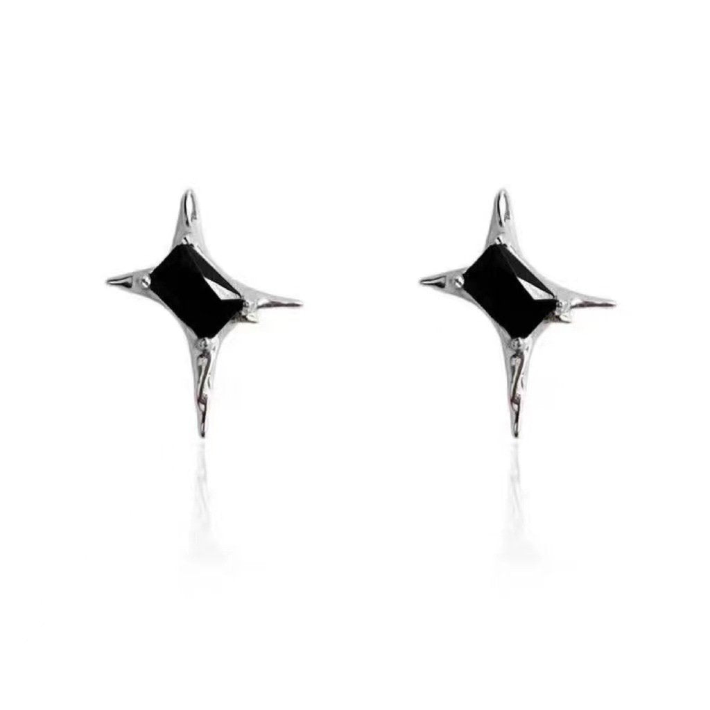 Unisex Irregular Four-Pointed Star Zircon Stud Earrings | Niche Design Couple Jewelry - Image 6