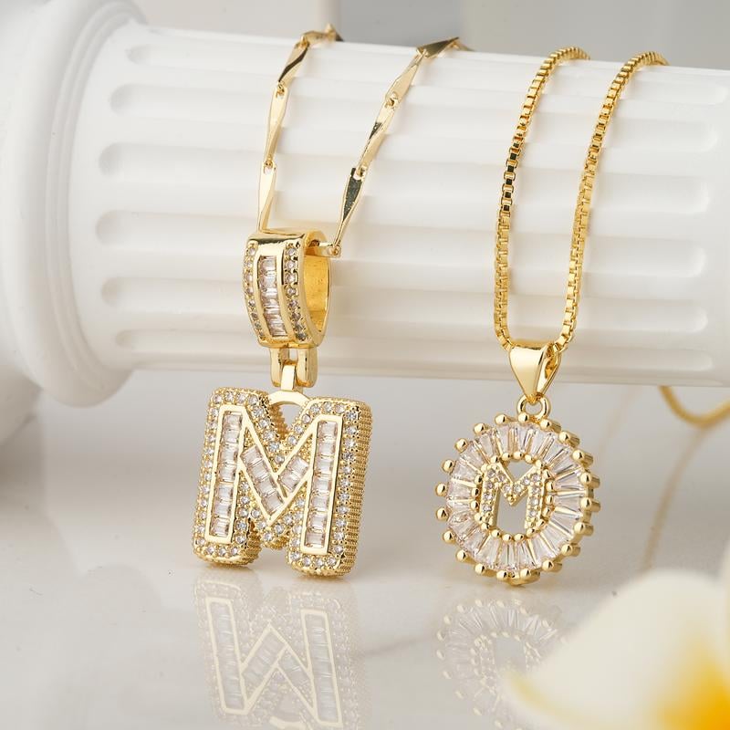 2-Pack Initial Letter Necklaces for Women – 14K Gold Plated Cubic Zirconia Alphabet Pendant Set - Image 4