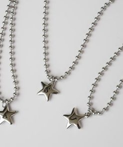 Dainty Star Initial Necklace | Personalized Letter Pendant | Silver Stainless Steel