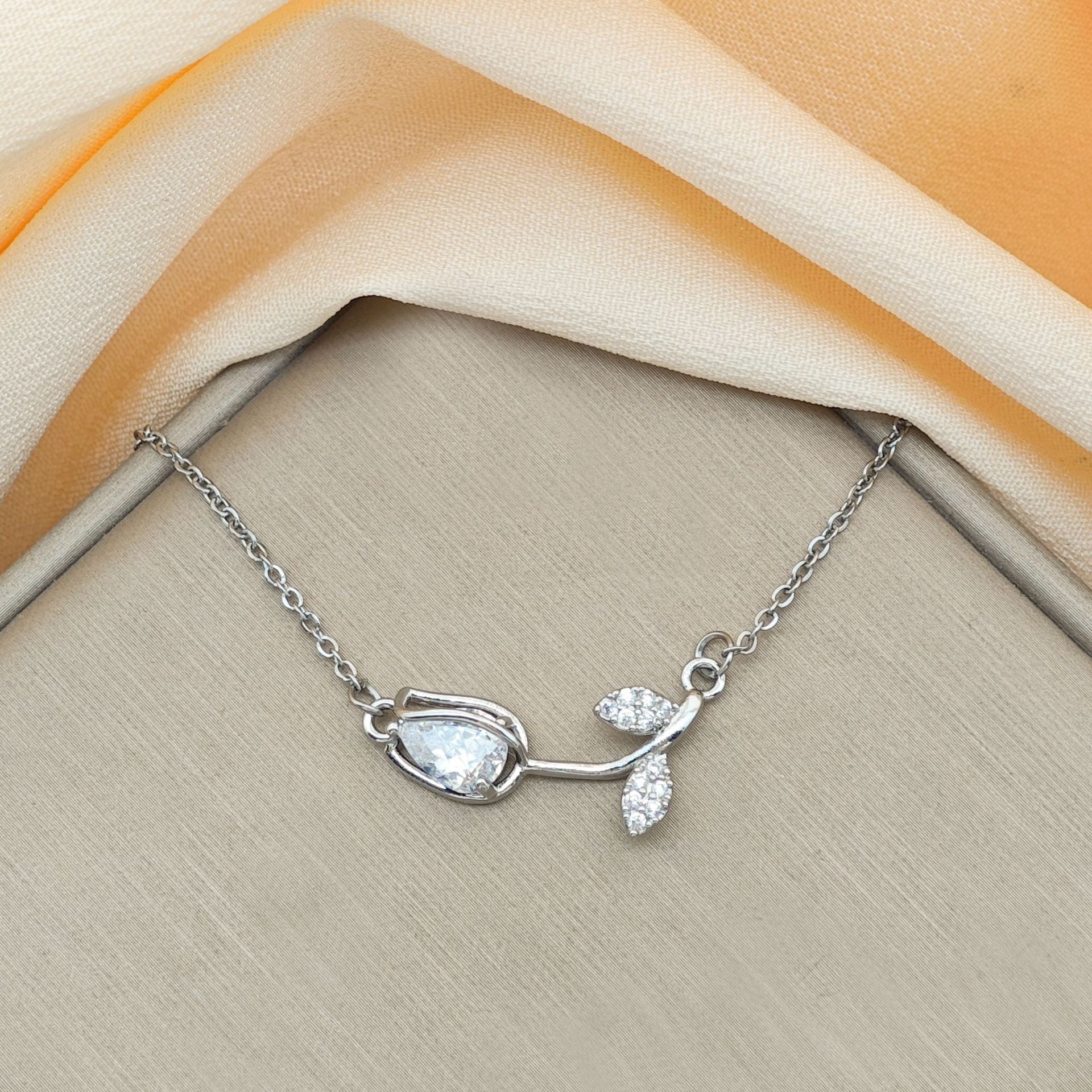 Colorful Zircon Tulip Pendant Necklace for Women | Sweet Romantic Flower Jewelry - Image 3