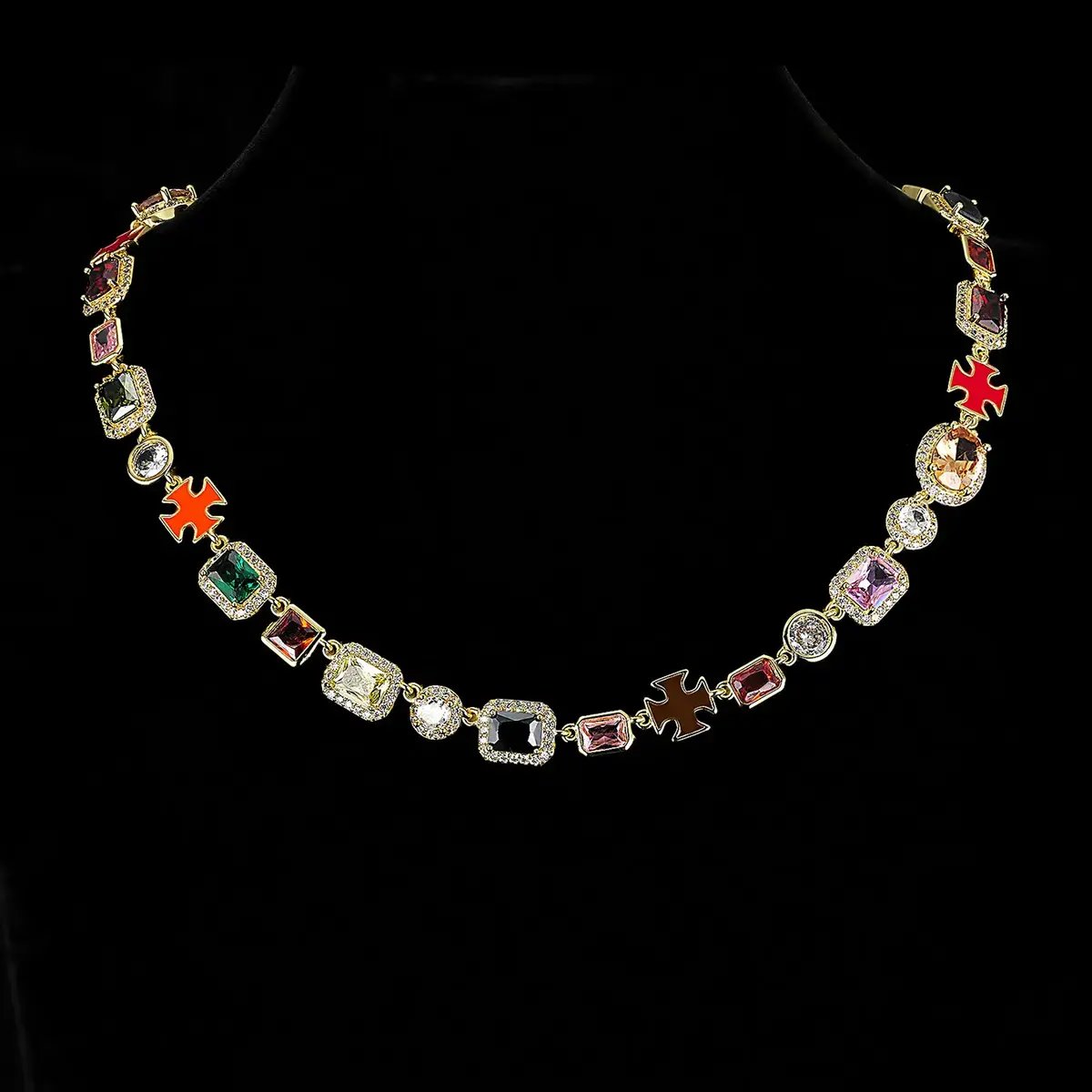 Colorful Faux Crystal Zirconia Necklace - Image 4