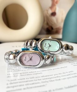 Vintage Luxury Oval Gold Dial Quartz Watch | Dainty Bracelet Style Diamond Ladies Wristwatch