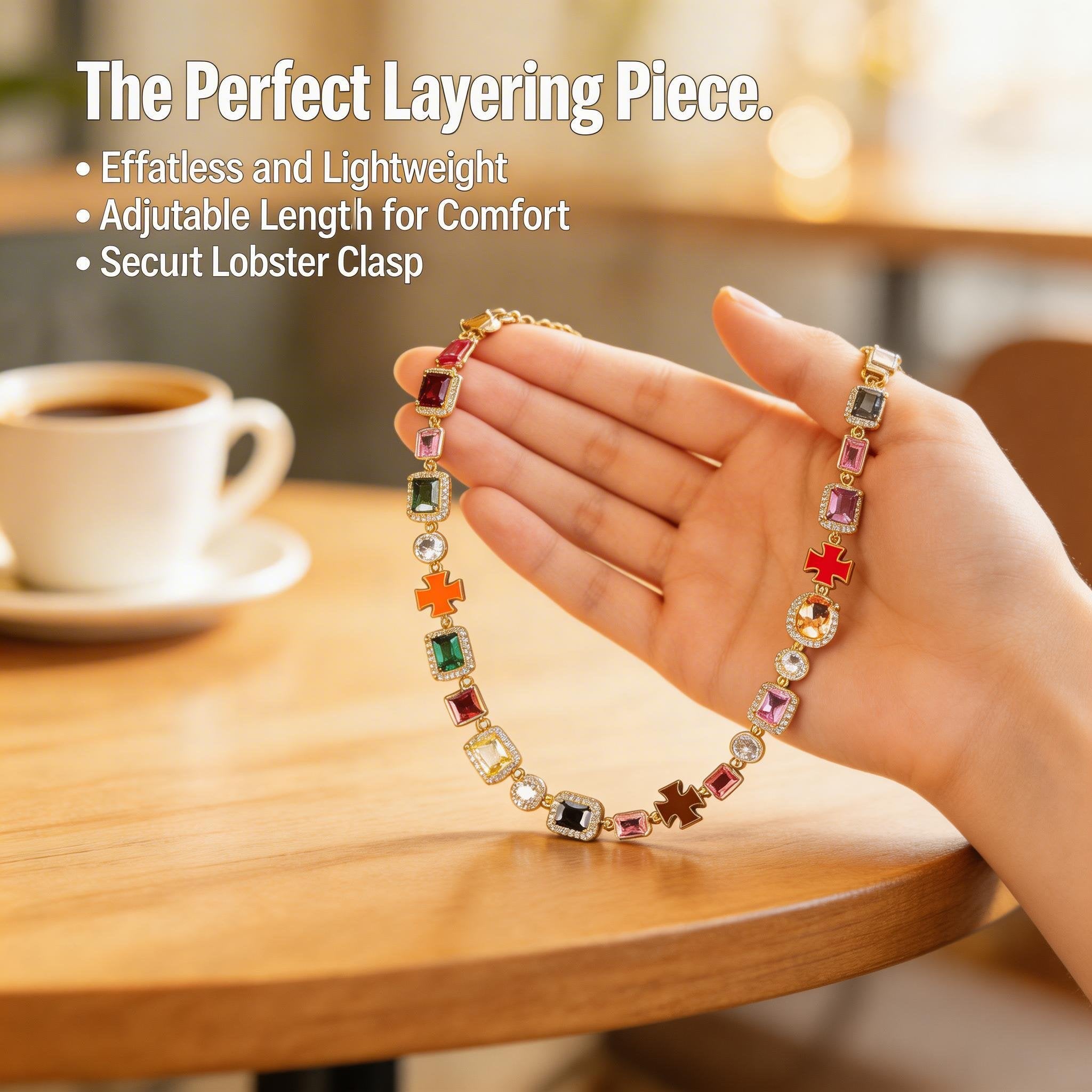 Colorful Faux Crystal Zirconia Necklace - Image 3