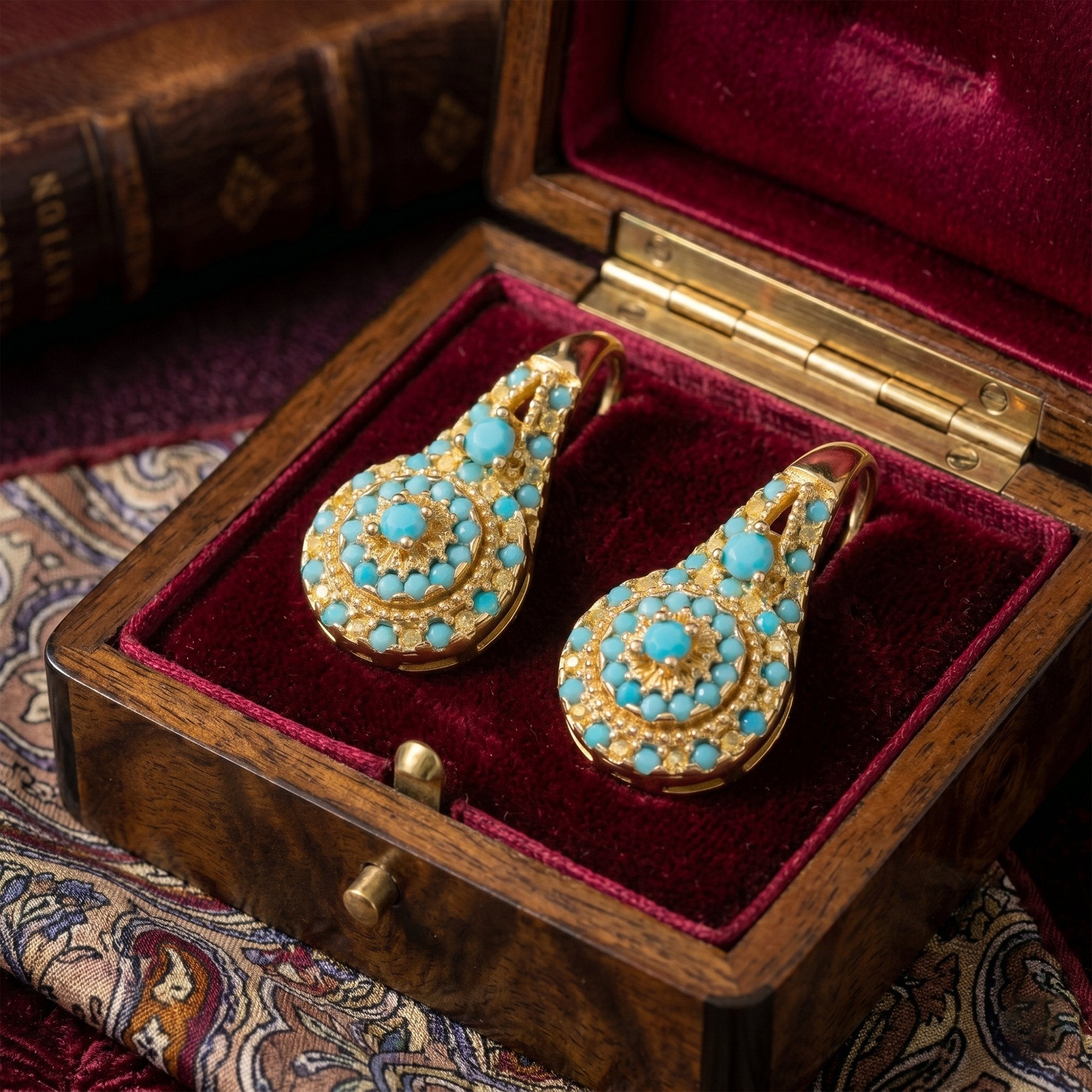 Women's Elegant Synthetic Turquoise Teardrop Dangle Earrings - Image 7
