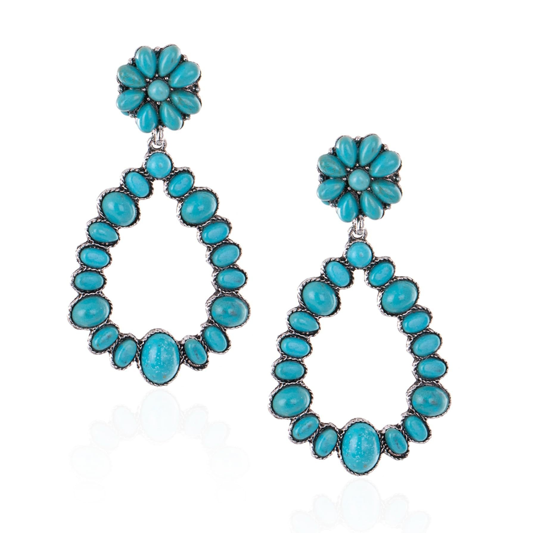 Statement Western Turquoise Drop Earrings for Women | Country Cowgirl Style Jewelry - Image 9