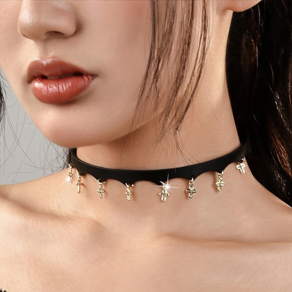 2 PCS Handmade leather choker for stylish, trendy, and unique fashion-forward individuals. - Image 7