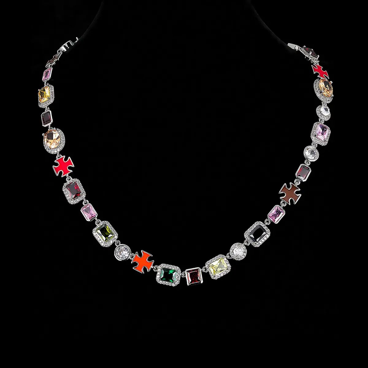 Colorful Faux Crystal Zirconia Necklace