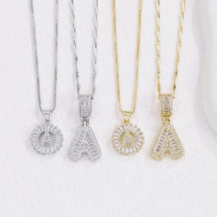 2-Pack Initial Letter Necklaces for Women – 14K Gold Plated Cubic Zirconia Alphabet Pendant Set - Image 3