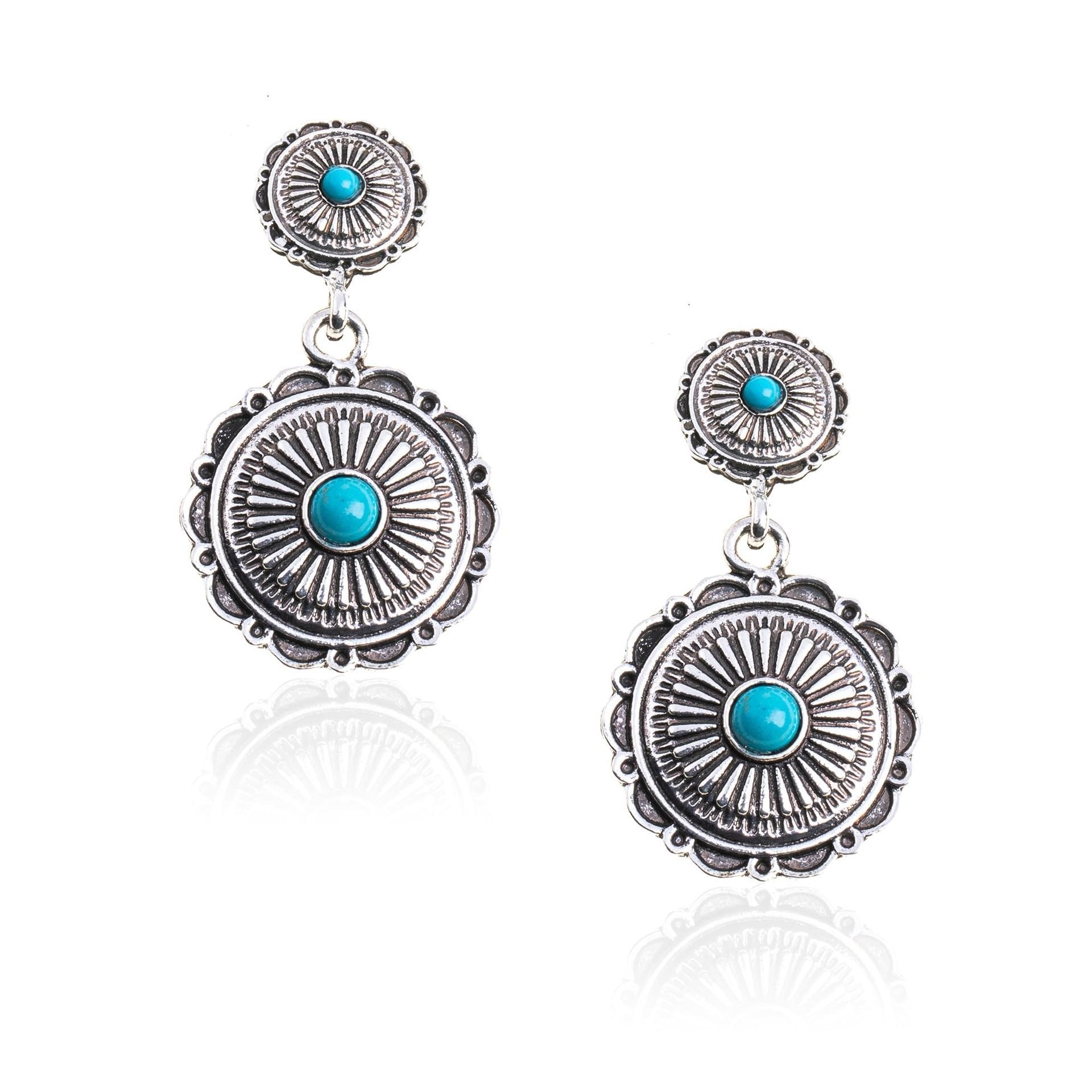 Statement Western Turquoise Drop Earrings for Women | Country Cowgirl Style Jewelry - Image 6
